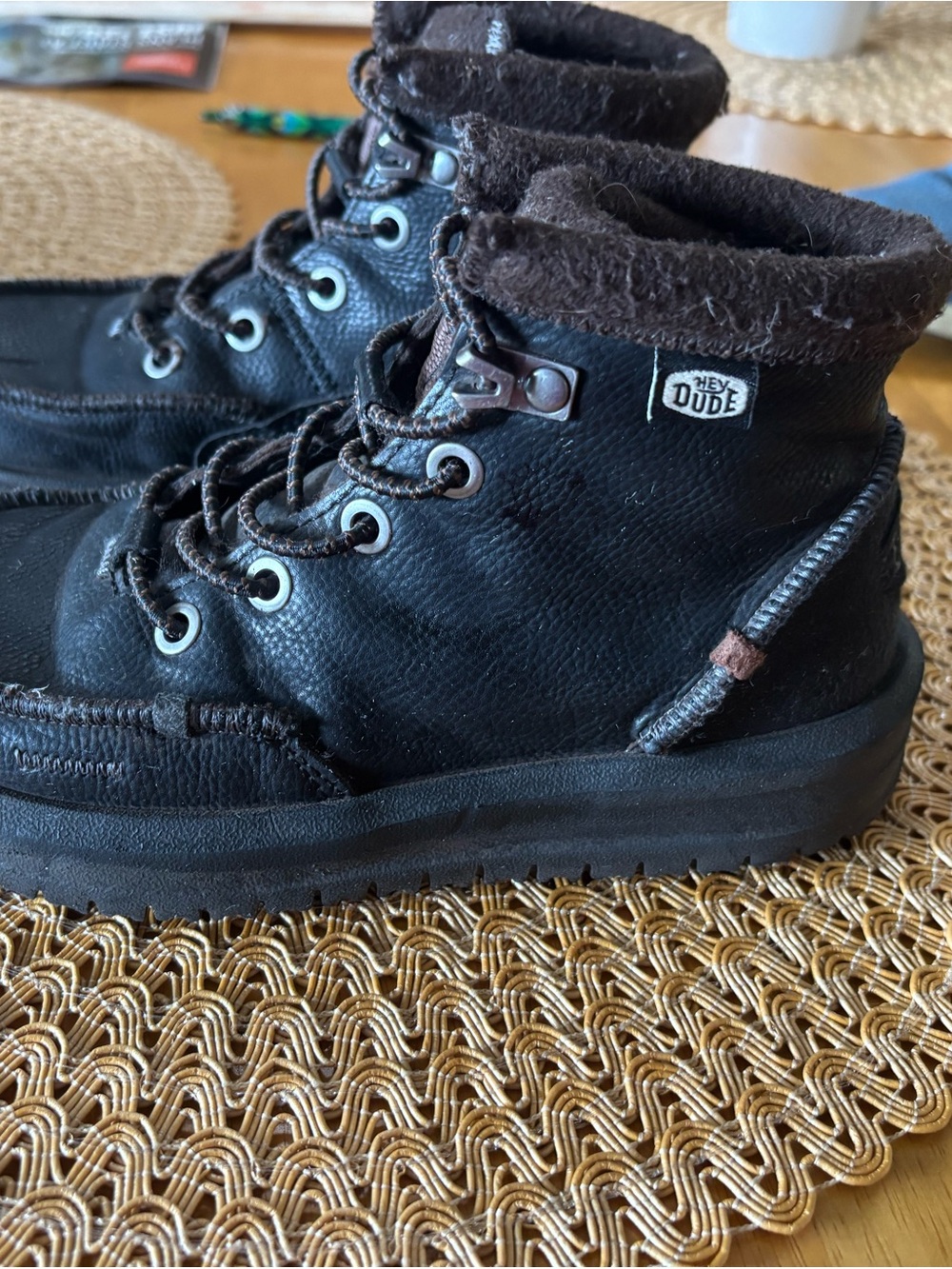 Hey Dude Black Kids Lace-Up Ankle Boots